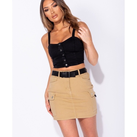 Black Denim Button Up Crop Top - Picture 6 of 9